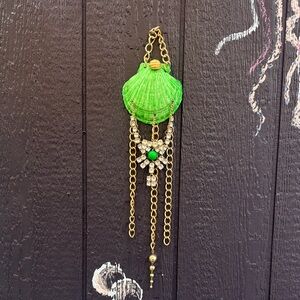 Elegant Green and Gold Shell Hanging Sculpture